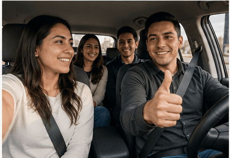 Pasajeros compartiendo el costo de un viaje en la app Dame Jalon